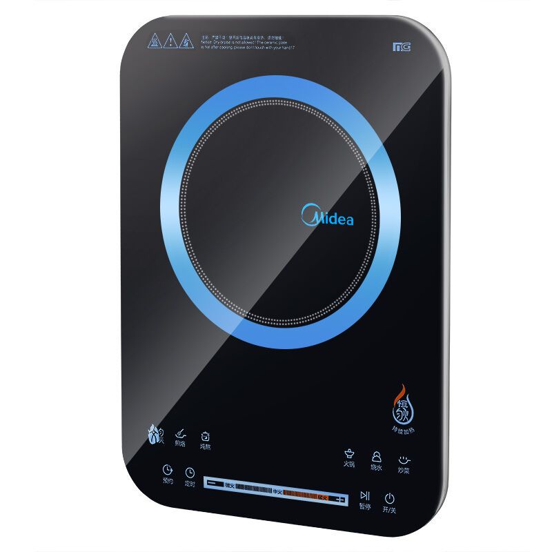 美的(Midea)WH2110电磁炉 恒匀火系列大面板滑控MG材质面板WH2110(赠欧式汤锅+精铁炒锅)