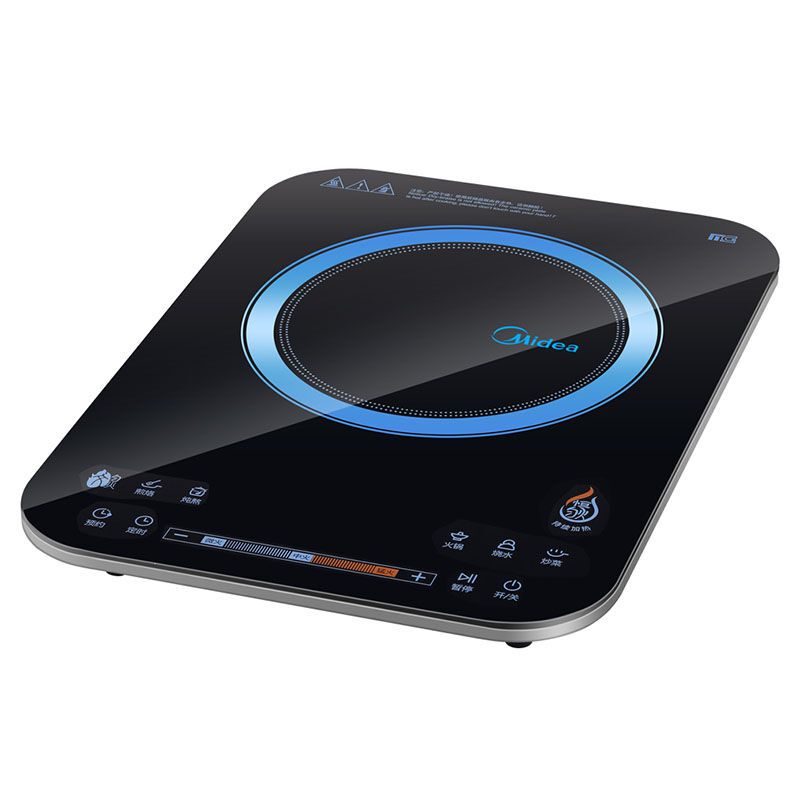美的(Midea)WH2110电磁炉 恒匀火系列大面板滑控MG材质面板WH2110(赠欧式汤锅+精铁炒锅)