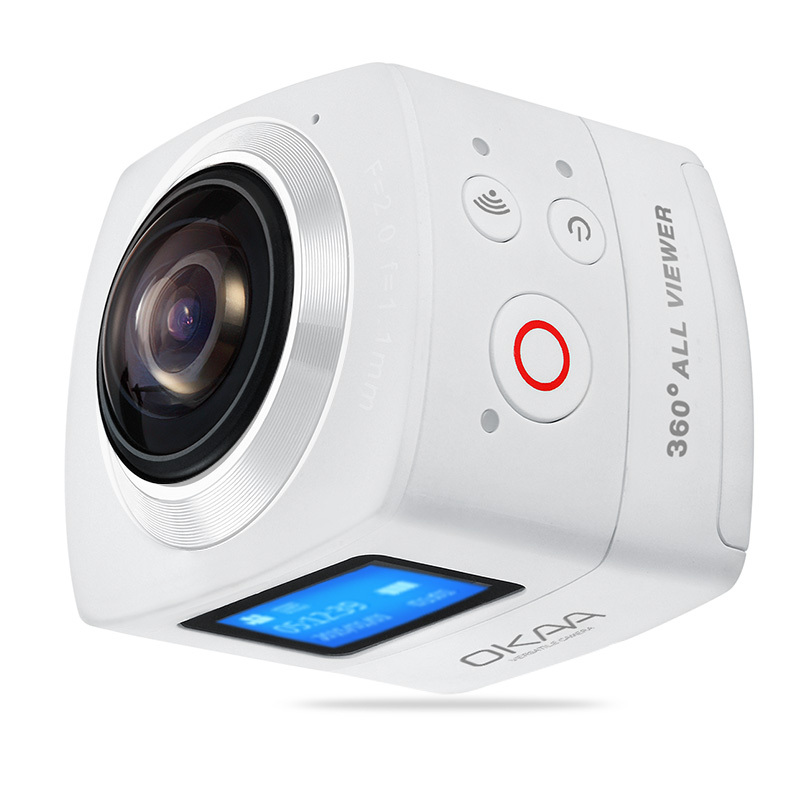 OKAA 360度全景相机 1600万像素高清全景摄像头 虚拟现实VR眼镜全景运动摄像机 气质白 官方标配加32G内存卡