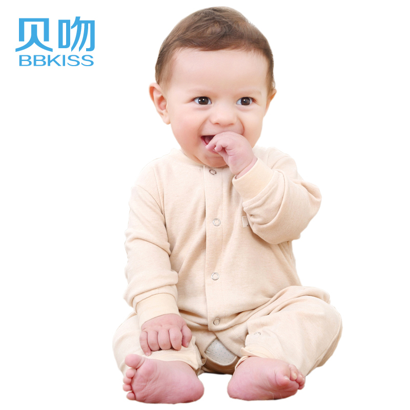 贝吻 彩棉四季款合裆婴儿内衣两用爬服 B6055