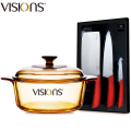 康宁(VISIONS)锅具套装VS12晶彩透明玻璃汤锅耐高温1.25L+康宁芝加哥刀具组合