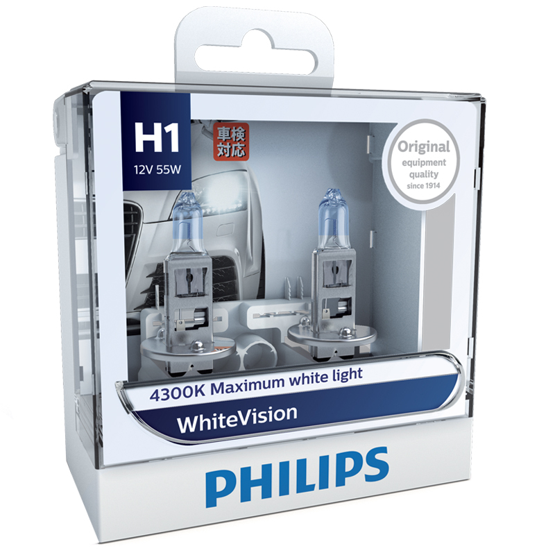 飞利浦(Philips) 汽车升级灯泡通用型/璀璨之光H1 2支装 增亮60% 时尚白光 4300K