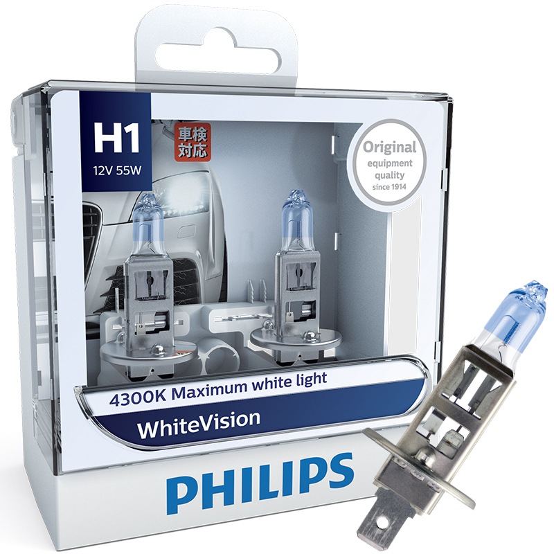 飞利浦(Philips) 汽车升级灯泡通用型/璀璨之光H1 2支装 增亮60% 时尚白光 4300K