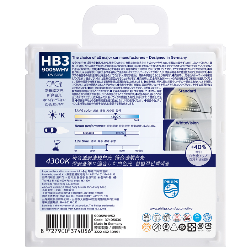 飞利浦(Philips) 璀璨之光 HB3 汽车灯泡 4300K 12V 60W