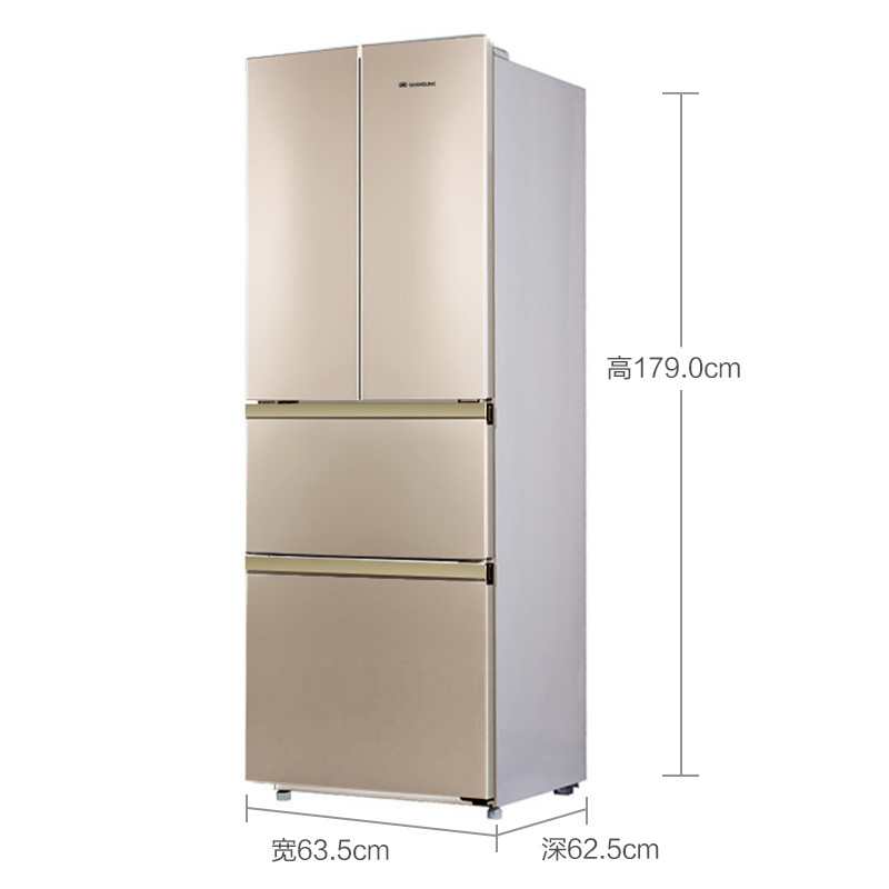 上菱(shangling) BCD-283DHCF 283升法式四门冰箱 家用大容量多门冰箱 分区保鲜电冰箱(金色)