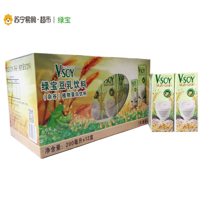 绿宝V-SOY豆乳饮料(杂谷)200ml*12礼盒装 泰国进口