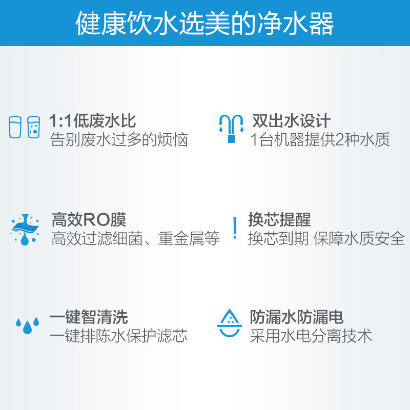 美的(Midea)净水套餐家用厨下式净水器MRC1692-50G+壁挂式饮水机MG902-R