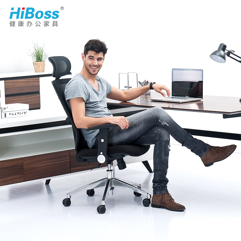 HiBoss 电脑椅 人体工学办公椅 老板椅 网布大班椅