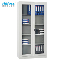HiBoss 文件柜 玻璃开门柜铁皮柜钢制档案柜办公柜子