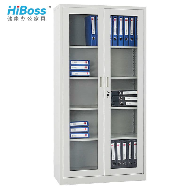 HiBoss 文件柜 玻璃开门柜铁皮柜钢制档案柜办公柜子图片