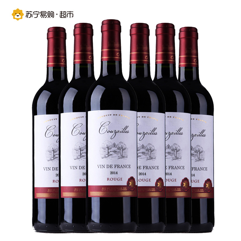 法国原瓶原装进口库赞伊城堡干红葡萄酒750ml*6整箱装