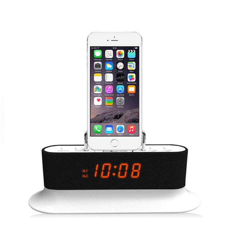 RSR CL12床头迷你苹果音响iphone5s/6手机充电底座闹钟蓝牙小音箱(蓝色)