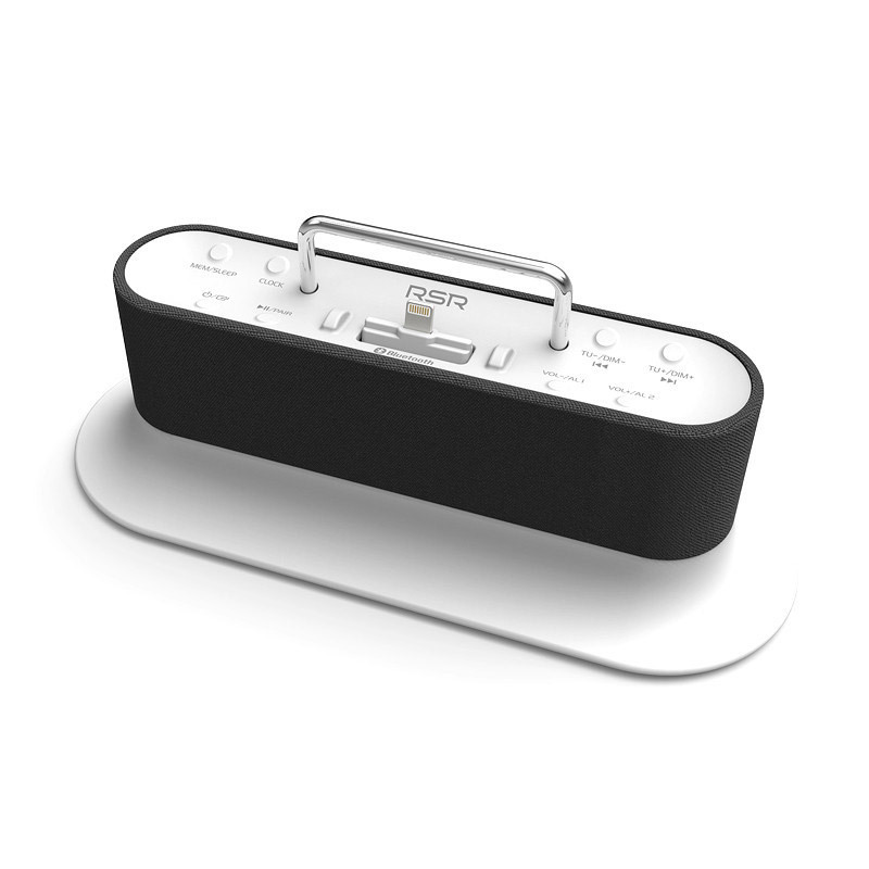 RSR CL12床头迷你苹果音响iphone5s/6手机充电底座闹钟蓝牙小音箱(蓝色)
