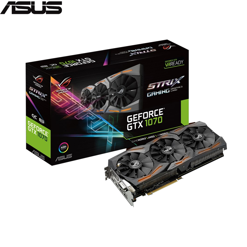 华硕（ASUS）ROG STRIX-GTX1070-O8G-GAMING猛禽OC版游戏显卡 三风扇