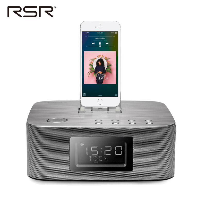RSR DS406苹果音响iphone6/5s/ipad手机充电底座无线蓝牙桌面音箱（银色）