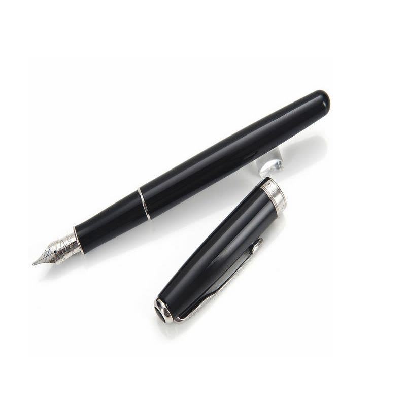 派克卓尔系列纯黑丽雅白夹墨水笔(钢笔)图片