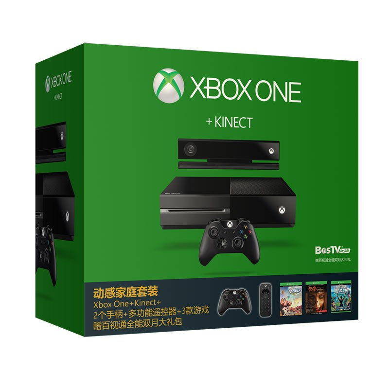 微软(Microsoft)Xbox One+Kinect 家庭娱乐游戏机 动感家庭套装