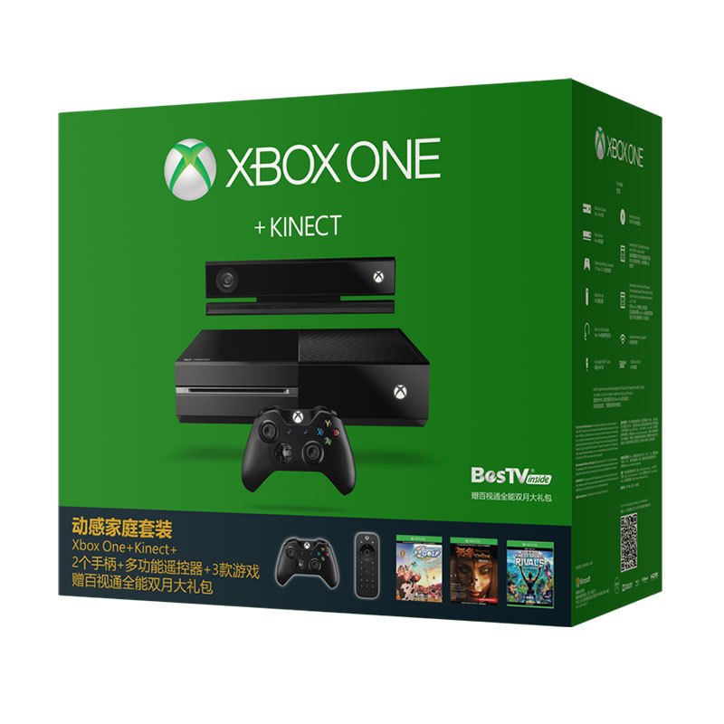 微软(Microsoft)Xbox One+Kinect 家庭娱乐游戏机 动感家庭套装