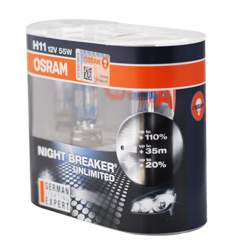 欧司朗(OSRAM)汽车照明夜行者三代 H11 汽车灯泡 [增亮110%,色温3900K]12V55W锐志/逸致/雅力士