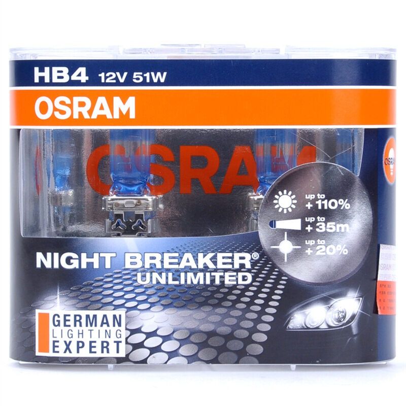 欧司朗(OSRAM)汽车照明夜行者三代 HB4 汽车灯泡 [增亮110%,色温3900K]12V51W雅阁/思域/欧蓝德
