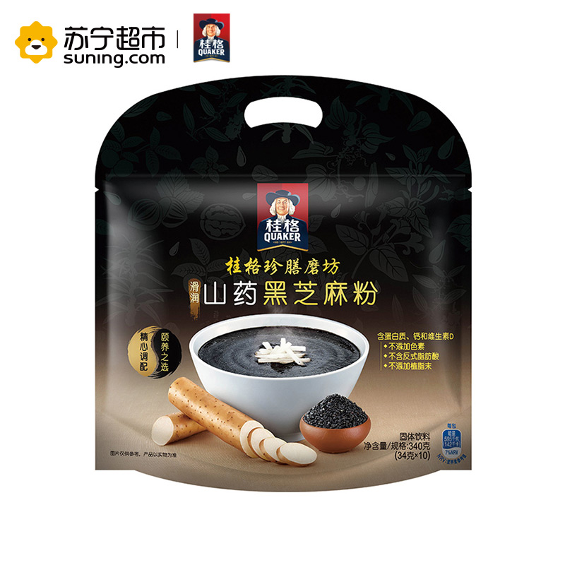 桂格（QUAKER）珍膳磨坊山药黑芝麻粉340g盒装 (34g*10袋) 即食 含糖