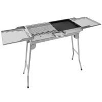 尚烤佳户外多功能大号不锈钢烧烤炉 可折叠便携式木炭烧烤架 带调料板带煎盘 多功能不锈钢烤炉