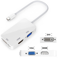 蓝盛(LENTION) MiniDP转VGA/HDMI/DVI三合一转换适配器 苹果笔记本雷电接口视频转接器 转换器