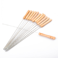 尚烤佳烧烤签 木柄防烫手烤针 烤肉签子 不锈钢烧烤签烧烤工具 十二支烤针