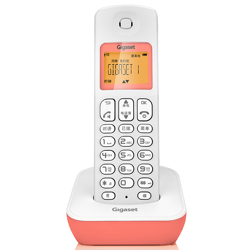 德国集怡嘉(Gigaset)原西门子品牌电话机A190L数字无绳电话单机中文显示双免提屏幕背光家用办公座机单主机(糖果粉