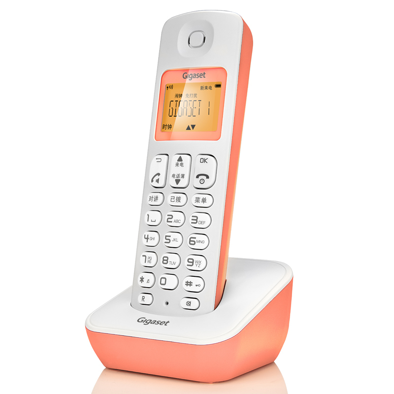德国集怡嘉(Gigaset)原西门子品牌电话机A190L数字无绳电话单机中文显示双免提屏幕背光家用办公座机单主机(糖果粉