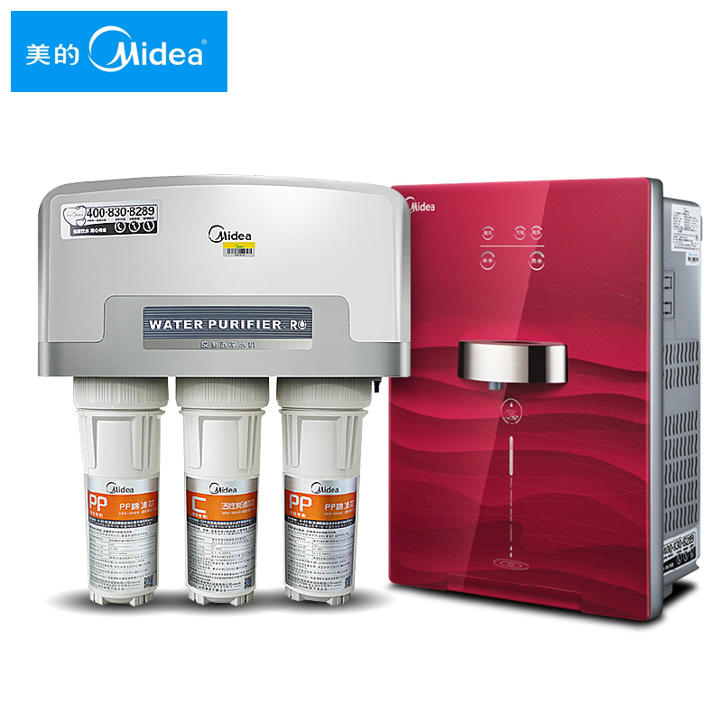美的(Midea)净饮套餐净水器MRO101A-5(双出水)+冰热管线机MG901-D (苏宁定制)
