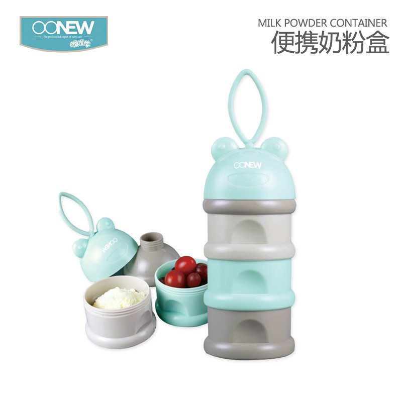 oonew喔喔牛三格分装盒奶粉盒便携外出两用大容量罐装奶粉格TB-1598