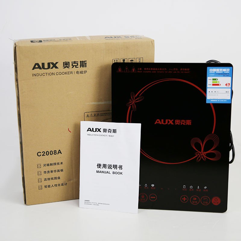 奥克斯(AUX)电磁炉C2008A 大线圈匀火加热 智能预约 整版触控超薄
