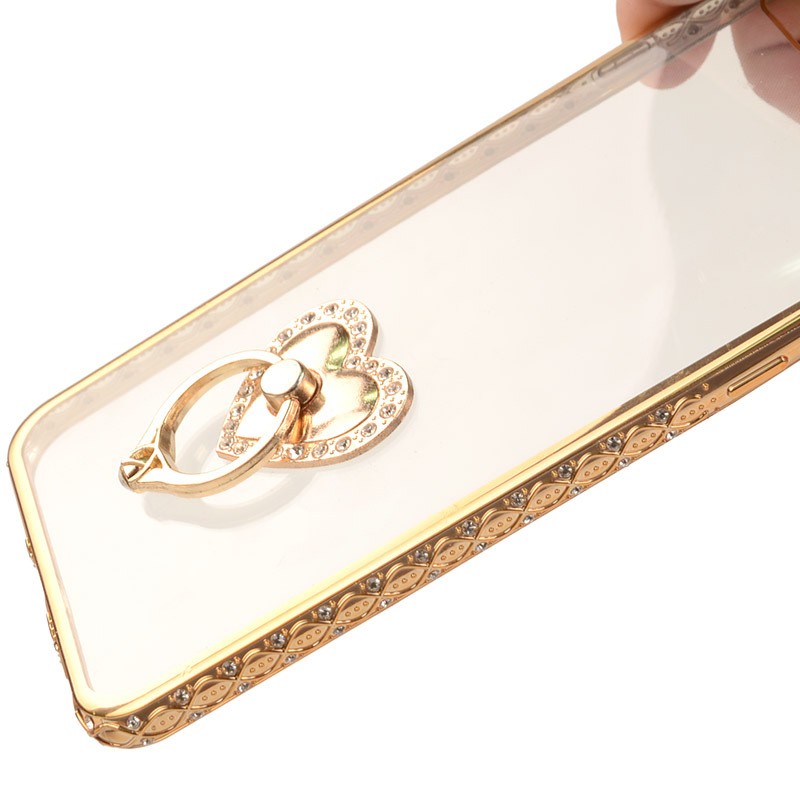 ESCASE 苹果iPhone6s手机保护壳/套 日韩风TPU全包5.5英寸软壳 电镀边框镶钻 送指环扣