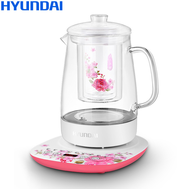 HYUNDAI(现代)养生壶QC-YS1201 全玻璃壶身 智能预约 8种煮茶模式 电水壶