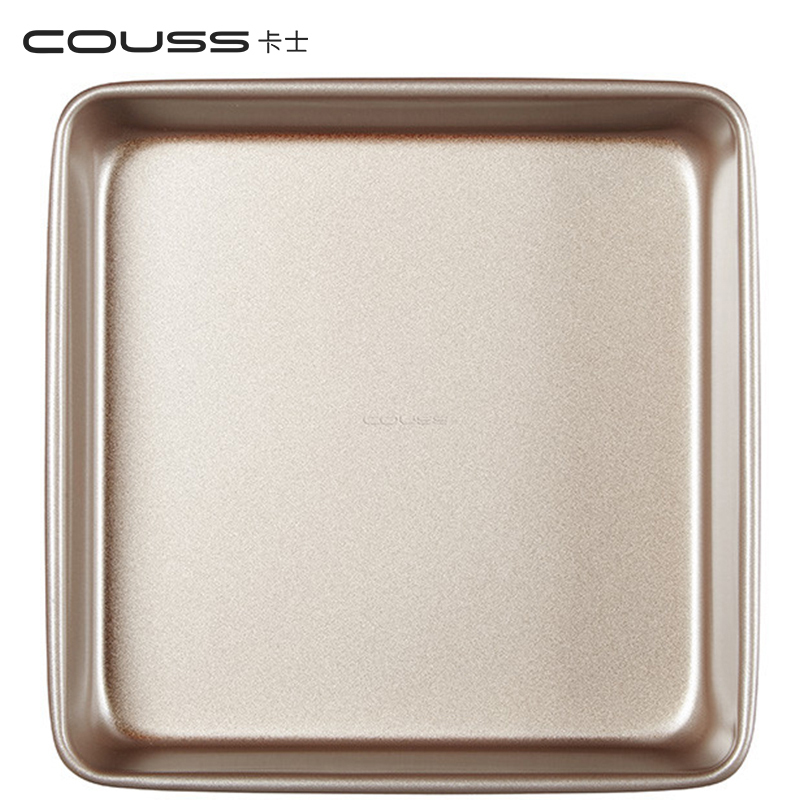 卡士(COUSS) 烘培工具 CM-719 9寸方形不沾黄金烤盘模具 重型碳钢材质 双层不沾涂层 食品级安全认证
