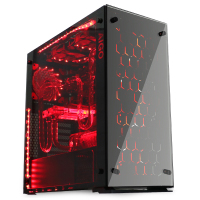 爱国者(aigo)月光宝盒X机箱黑色(三面钢化玻璃/配三个12CM可变色风扇/台系工艺/USB3.0/支持水冷)