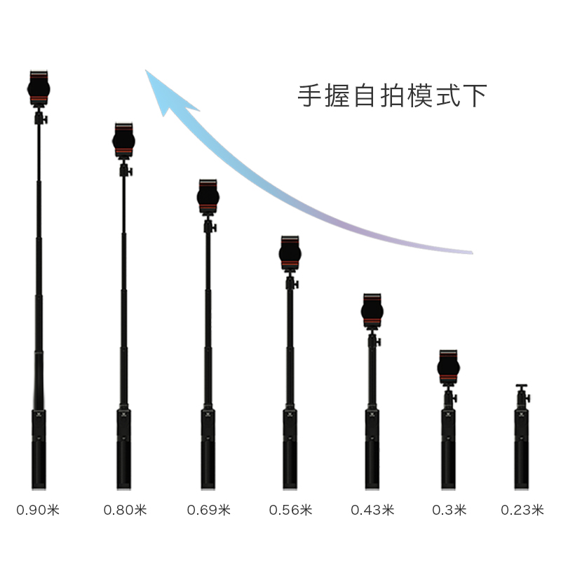 ESCASE 手机自拍杆/自拍器 圣诞节礼物 无线蓝牙连接 折叠三脚架自拍神器3.5-6.3英寸手机适用 通用优雅黑