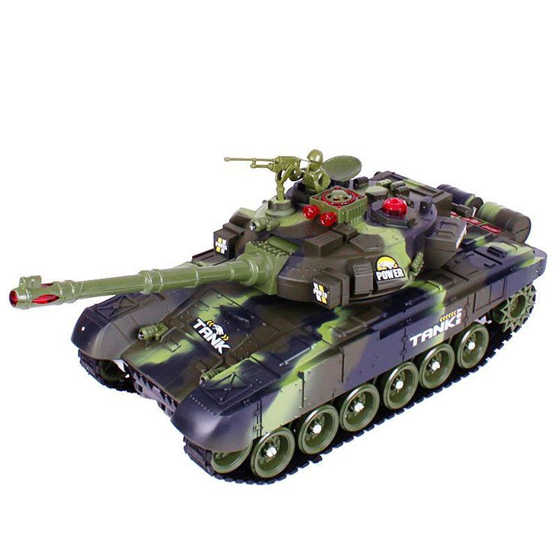 [苏宁自营]勾勾手 遥控车 儿童遥控坦克玩具可对战坦克模型车带仿真声效可发射一键演示 军绿-俄国T90坦克(44CM)图片