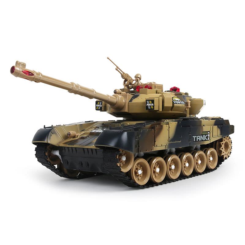 [苏宁自营]勾勾手 遥控车 儿童遥控坦克玩具可对战坦克模型车带仿真声效可发射一键演示 军黄-俄国T90坦克(44CM)图片
