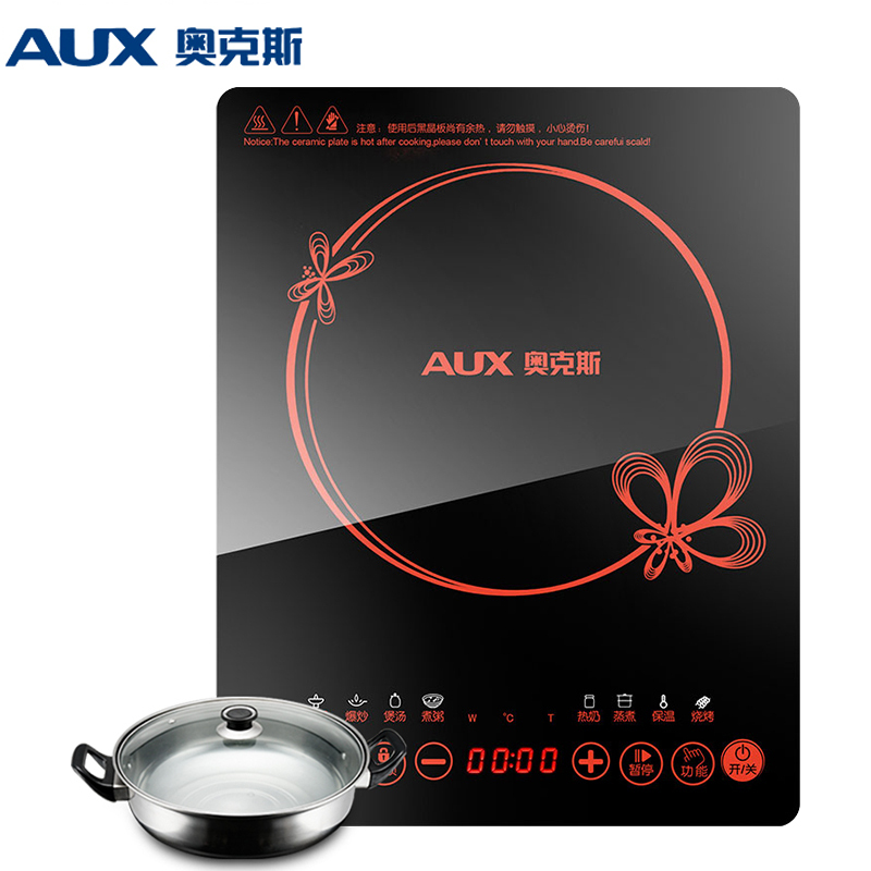 奥克斯(AUX)电磁炉C2008LT 大线圈匀火加热 整版触控超薄电磁炉 配送汤锅