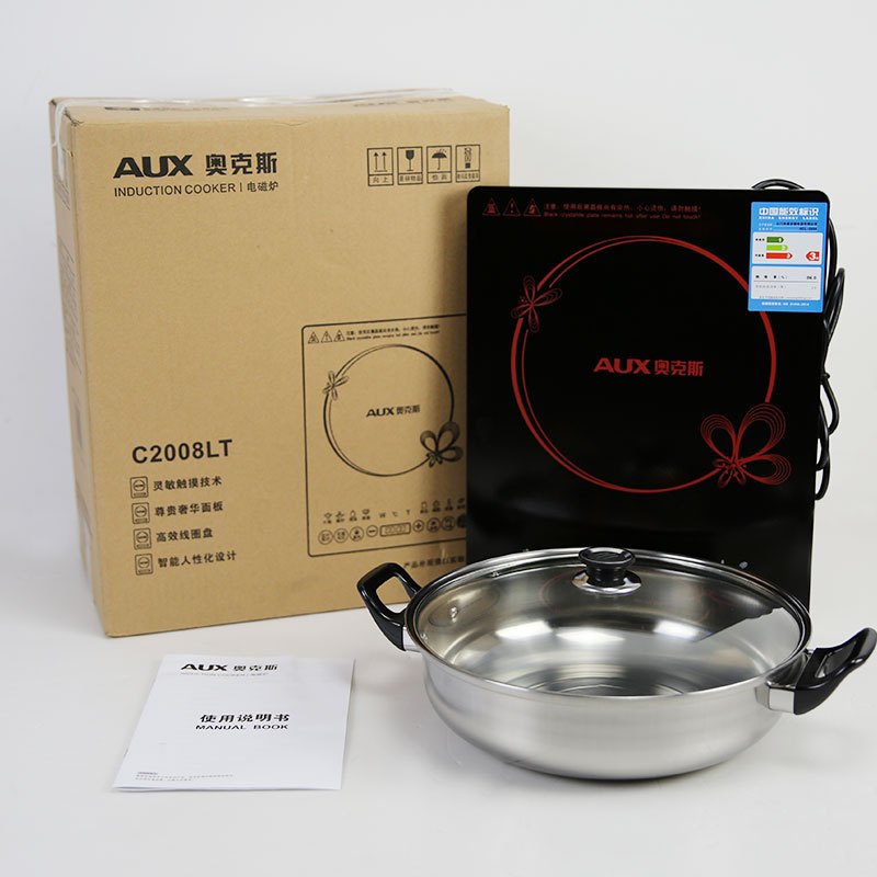 奥克斯(AUX)电磁炉C2008LT 大线圈匀火加热 整版触控超薄电磁炉 配送汤锅