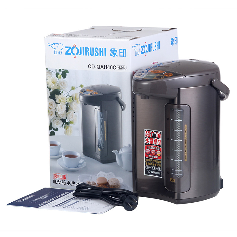 象印(ZO JIRUSHI)电水瓶CD-QAH40C象印不锈钢真空保温进口温控器按键式省电电动出水微电脑电热水瓶4L茶色