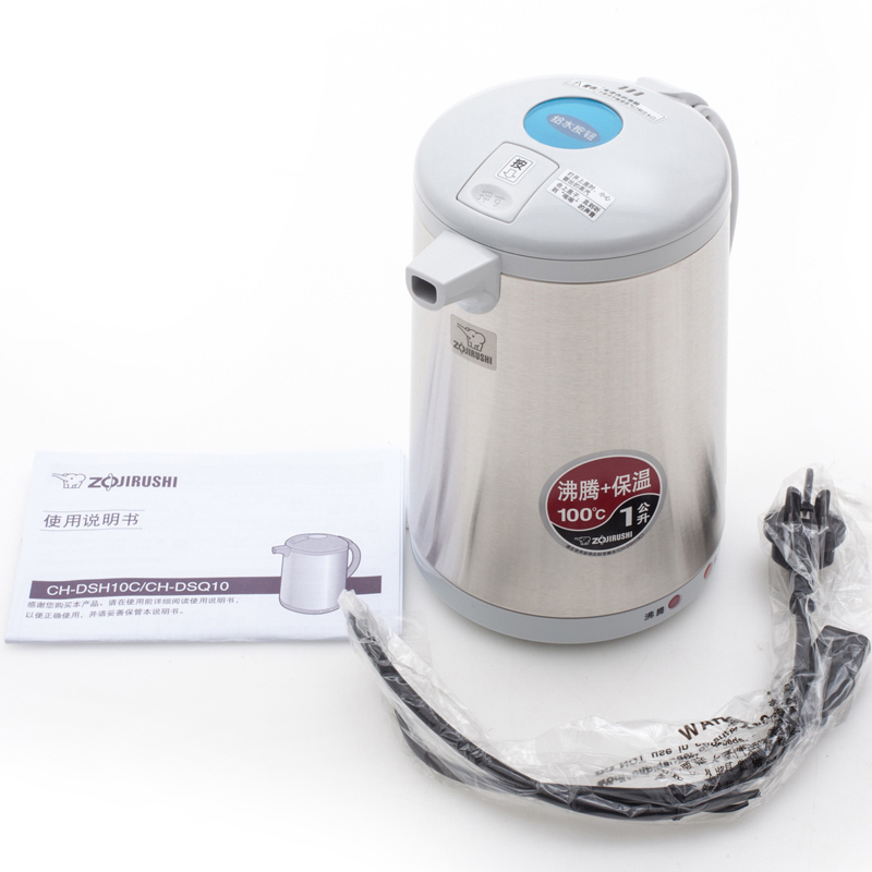 象印(ZO JIRUSHI) 电热水壶CH-DSH10C 不锈钢电水壶手提式快烧壶1升防漏防空烧电热水瓶
