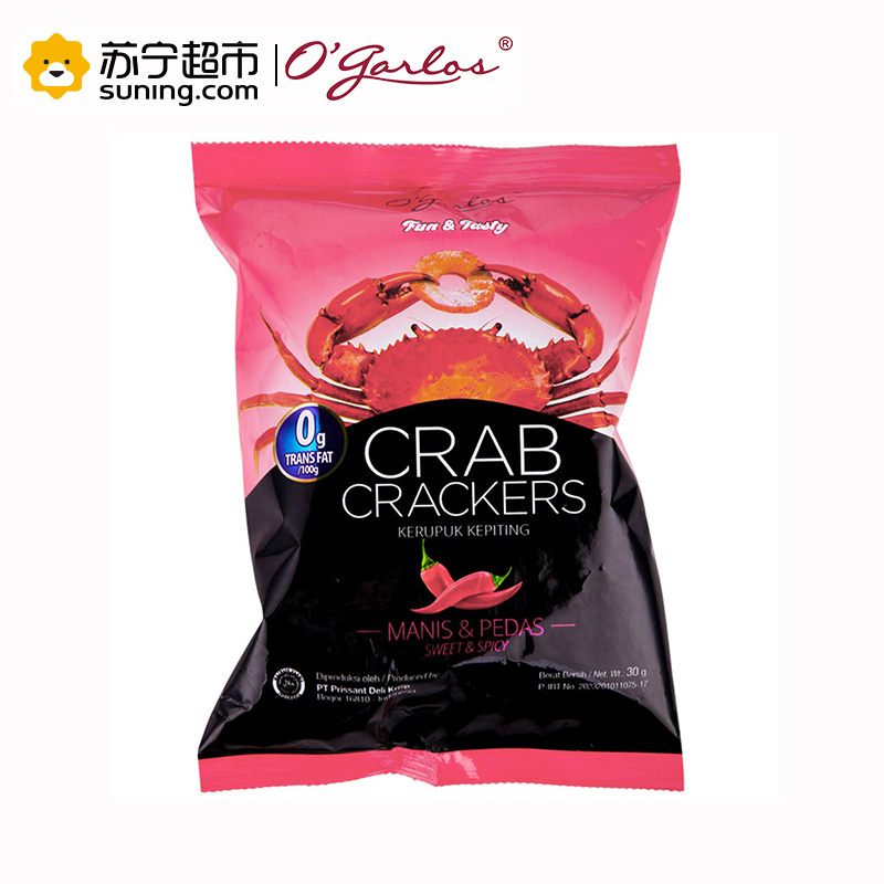 O’garlos奥嘉莱 印尼蟹片 甜辣味 30g袋 印尼进口 其他零食
