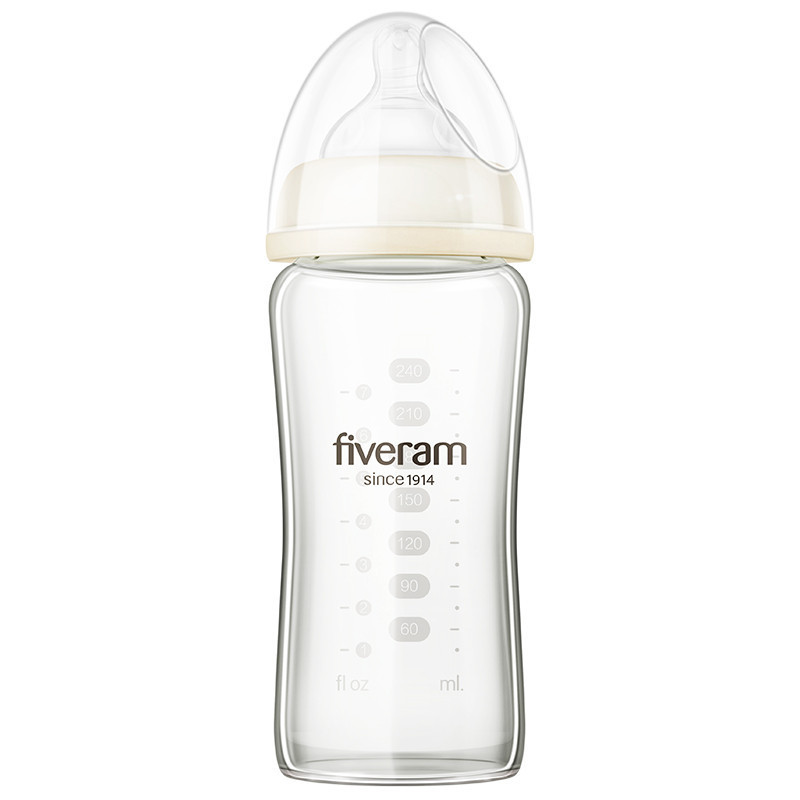 五羊孩子宝晶钻玻璃宽口径奶瓶240ml