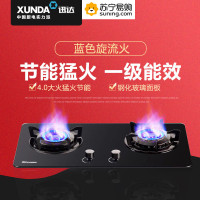 迅达燃气灶 2-E30A 嵌入式双灶 天然气大火力灶具 钢化玻璃面板