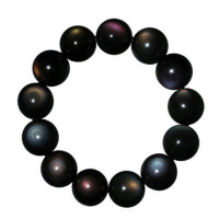 左传 彩虹眼黑曜石手串 单圈手链 约14mm 14颗
