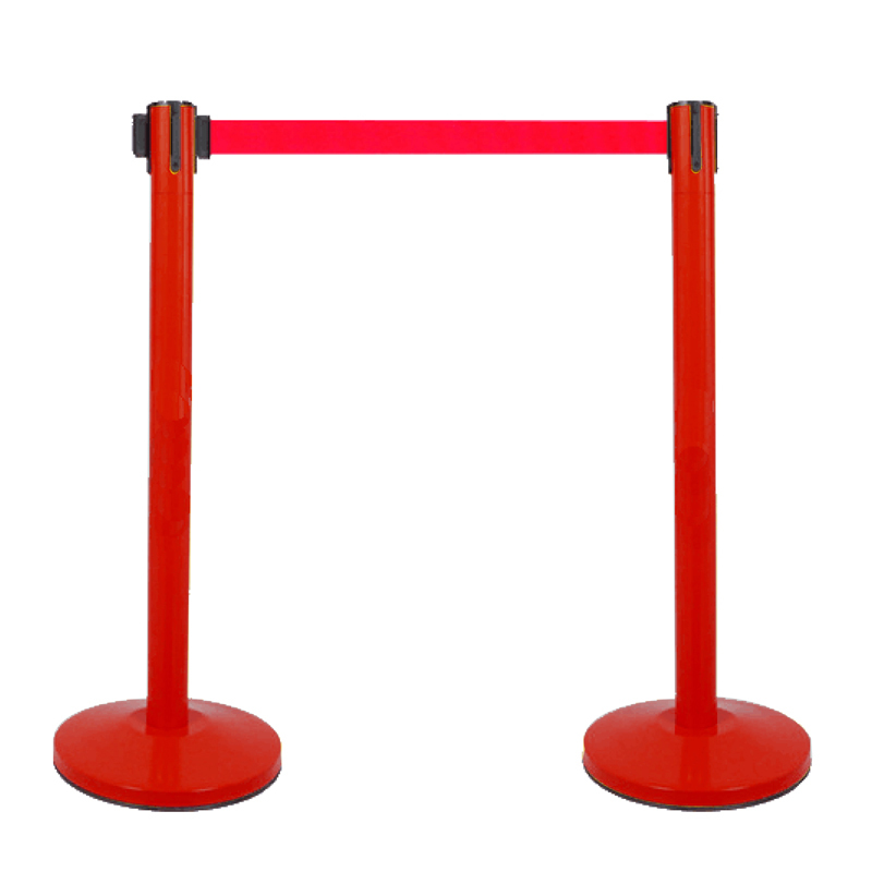 安赛瑞伸缩带隔离柱红烤漆带长2m高910mm立柱Φ63mm底盘Φ320mms14496