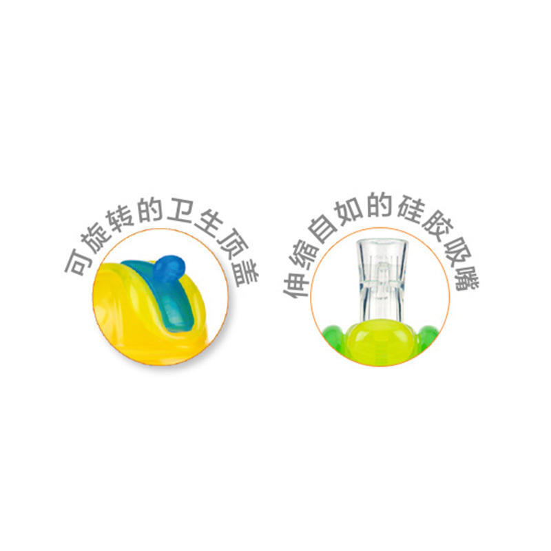 努比(Nuby)双耳防漏 孕婴童水壶 pp吸管杯(有硅胶圈)--240ml绿盖蓝身